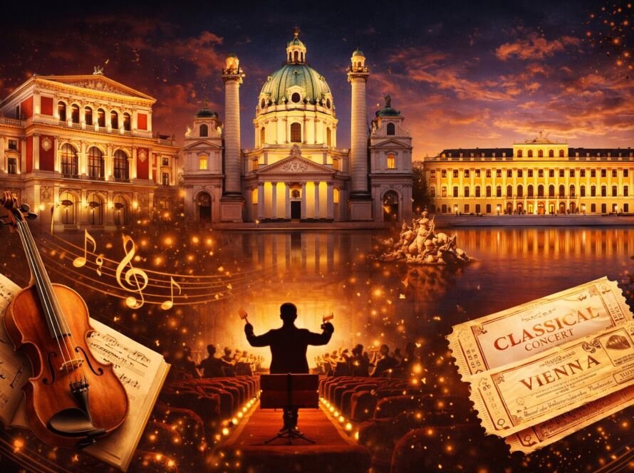 Vienna's iconic concert venues at twilight